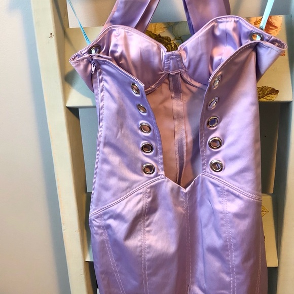 Lavender silk-like corset dress.corset tie up back - Picture 2 of 2